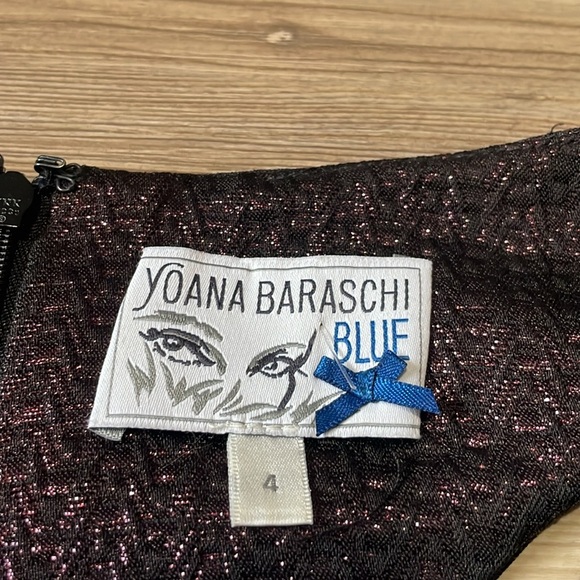 Yoana Baraschi Purple Rain Peplum Cocktail Dress Size 4 Metallic Luxury Designer - Picture 7 of 15